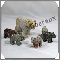 OURS - STEATITE - Famille (Mre + 5 Petits) - A