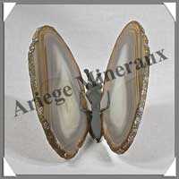 AGATE MARRON - Papillon (Taille 2) - 85x40 mm - 56 grammes - M012