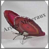 AGATE ROSE - Papillon (Taille 2) - 95x35 mm - 55 grammes - M012